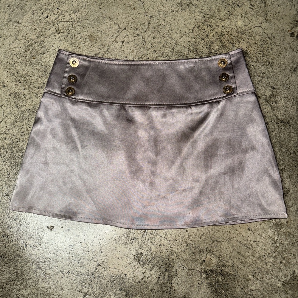 Cleveland Street women’s copper silver mini skirt size 7 satin zip up skirt y2k